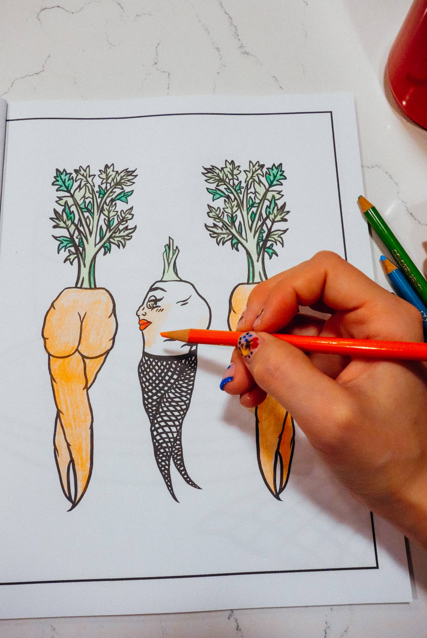 Foodie Booties Cheeky Adult Coloring Book: With Crayons!