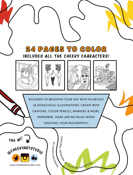 Foodie Booties Cheeky Adult Coloring Book: With Crayons!