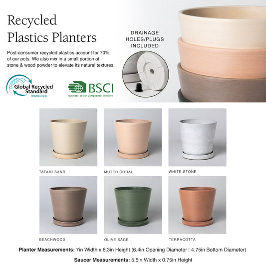 Eco-Friendly Planter Pot & Saucer Set (Muted Coral)